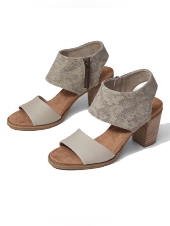 Toms Shoes - TOMS Women's Majorca Cutout Heels- Beige Snake-Print Block Heel Sandals
